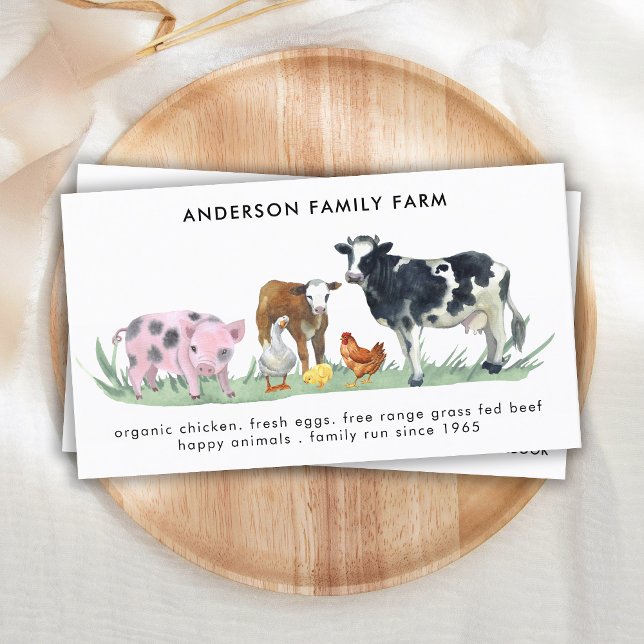 Farm Animals Cow Pig Chicken Duck QR Code Business Card (Creator Uploaded)