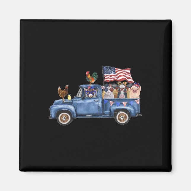 Farm Animals Cow Pig Goat Chicken Farm Truck Ameri Magnet (Front)