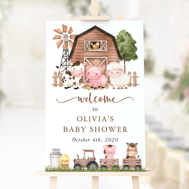 Farm Animals, Cute Animals, Baby Shower Welcome Poster (Creator Uploaded)