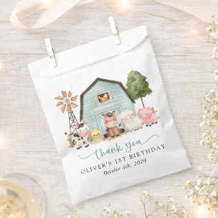 Farm Animals, Cute Animals, Barn, First Birthday Favour Bag