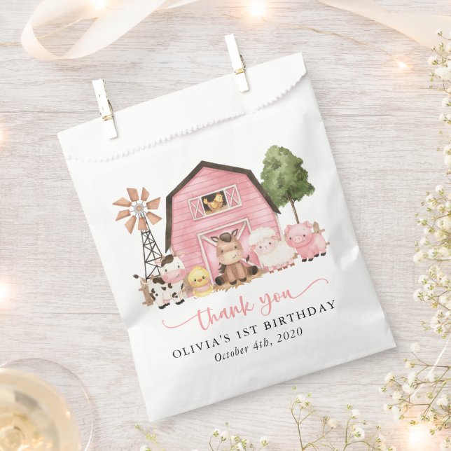 Farm Animals, Cute Animals, Barn, First Birthday Favour Bag (Clipped)