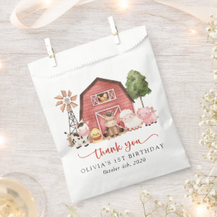 Farm Animals, Cute Animals, Barn, First Birthday Favour Bag