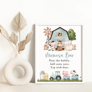 Farm Animals, Cute Animals, Blue Barn, Momosa Bar Poster
