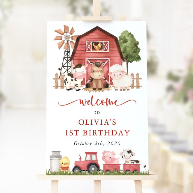 Farm Animals, Cute Animals, First Birthday Welcome Poster (Creator Uploaded)