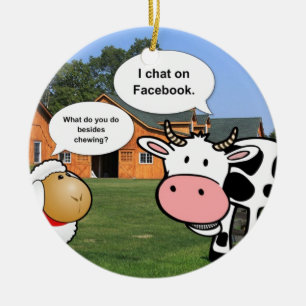 Farm animals cute cartoon funny facebook chat ceramic ornament