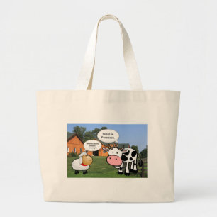 Farm animals cute cartoon funny facebook chat large tote bag