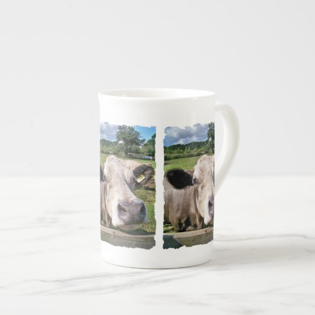 FARM ANIMALS,CUTE COW BONE CHINA MUG (Front Right)