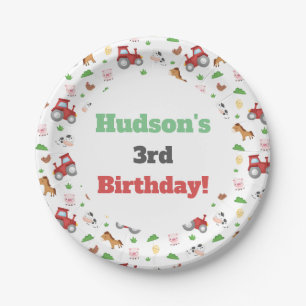 Farm Animals Cute Little Boy Birthday Party Paper Plate
