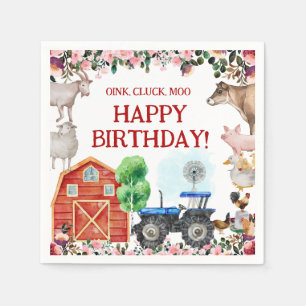 Farm Animals Cute Red Barnyard Farm Napkin