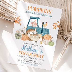 Farm Animals Fall Birthday Invitation