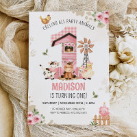 Farm Animals FARM FIRST BIRTHDAY Invitation