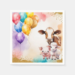 Farm Animals Fun Birthday Party Invite Napkin