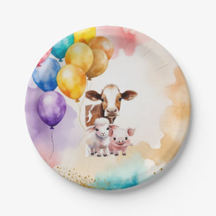 Farm Animals Fun Birthday Party Invite Paper Plate