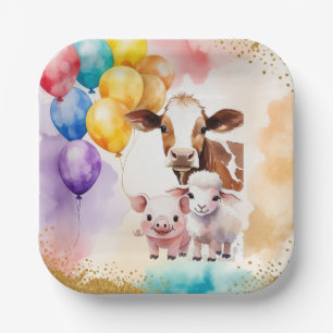 Farm Animals Fun Birthday Party Invite Paper Plate
