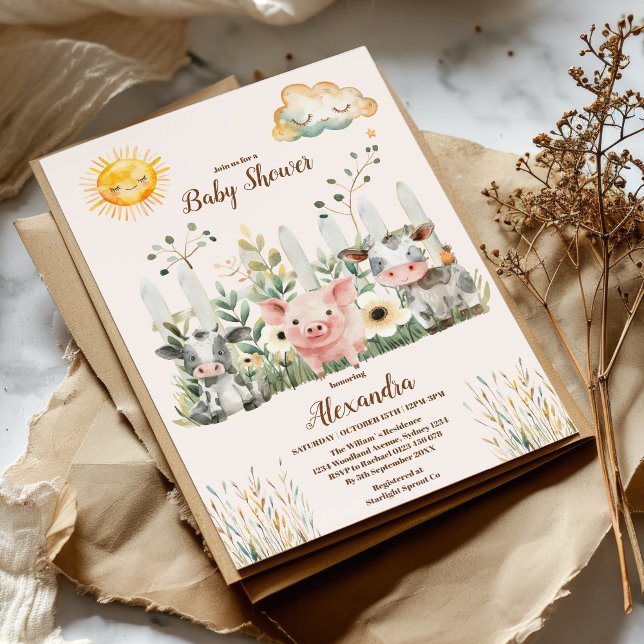 Farm Animals Gender Neutral Baby Shower Invitation (Creator Uploaded)