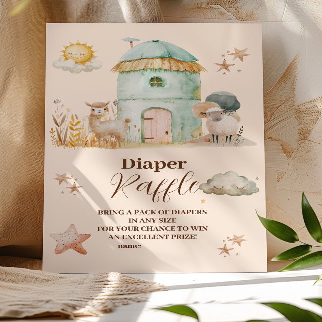 Farm Animals Gender Neutral Raffle Diapper  Enclosure Card (Creator Uploaded)