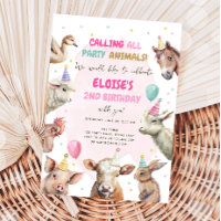 Farm Animals Girl Calling Party Animals Birthday