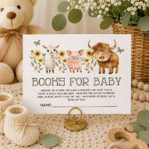 Farm Animals Highland Cow Baby Diaper Raffle Enclosure Card