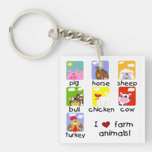 Farm Animals Key Ring