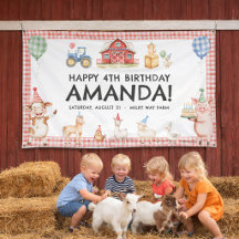 Farm Animals Kids Birthday Vinyl Outdoor Banner