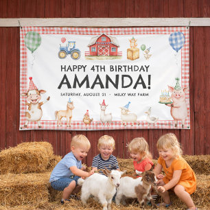 Farm Animals Kids Birthday Vinyl Outdoor Banner
