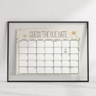 Farm Animals Meadow Baby Shower Guess Date Sign