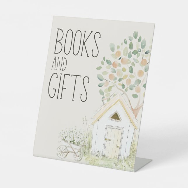 Farm Animals Meadow Friend Baby Shower Books Gifts Pedestal Sign (Front)