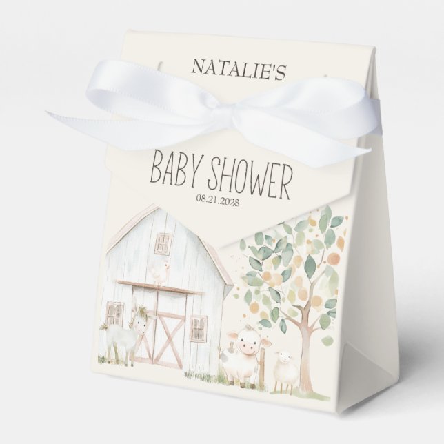 Farm Animals Meadow Friends Baby Shower Favour Box (Front Side)