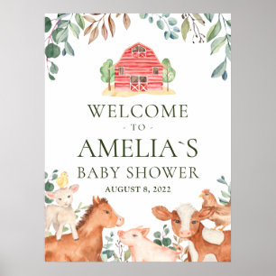 Farm Animals Parade Welcome Baby Shower Poster