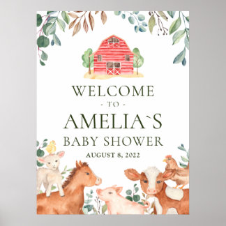 Farm Animals Parade Welcome Baby Shower Poster