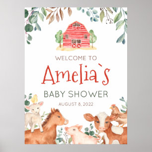 Farm Animals Parade Welcome Baby Shower Poster