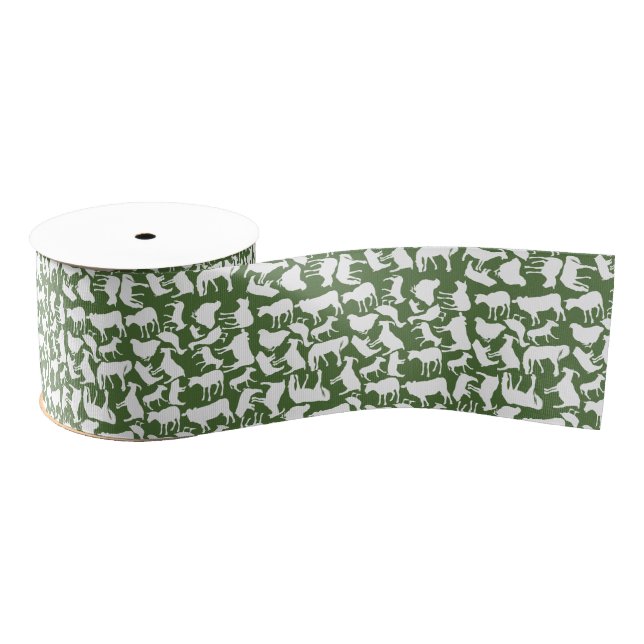 Farm Animals Pattern Grosgrain Ribbon (Spool)
