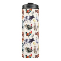 Farm animals pattern watercolor