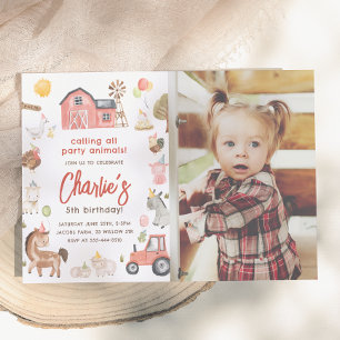 Farm Animals Photo Birthday Invitation