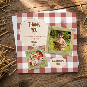 Farm Animals Photo Birthday Thank You Card