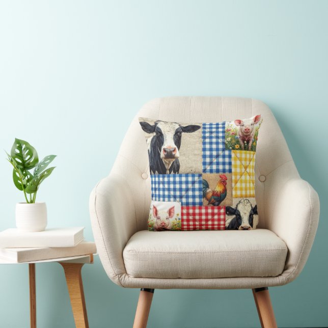 Farm Animals Quilt Pattern Cushion (Chair)