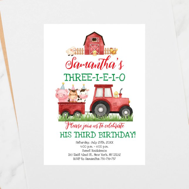 Farm Animals Red Boy Barnyard Birthday Party Invitation (Creator Uploaded)