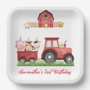 Farm Animals Red Boy Barnyard Birthday Party Paper Plate