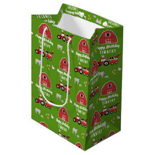 Farm Animals & Red Tractor Birthday Party Theme Medium Gift Bag