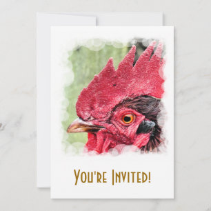 FARM ANIMALS, ROOSTER INVITATION
