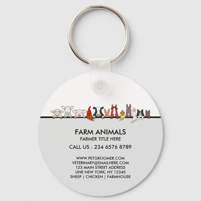Farm Animals Sheep Chicken Cow brand gift Key Ring (Front)