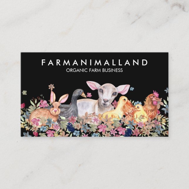 Farm Animals Sheep Chicken Duck Business Card (Front)