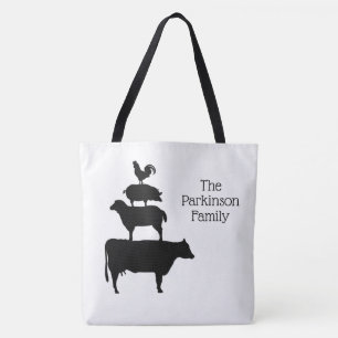 Farm Animals Silhouette Family  Tote Bag