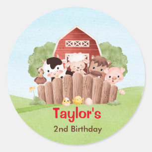 Farm Animals Stickers - Boy Birthday Party Favor 