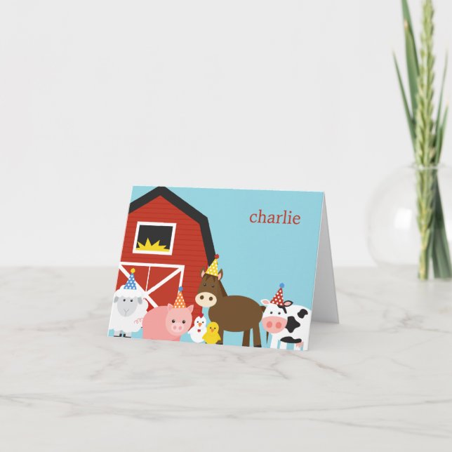 Farm Animals Thank You Card (Front)