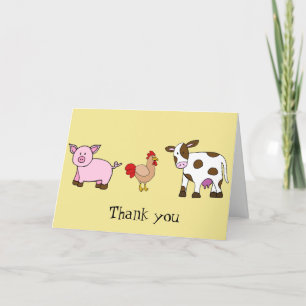 Farm Animals, Thank you note Card