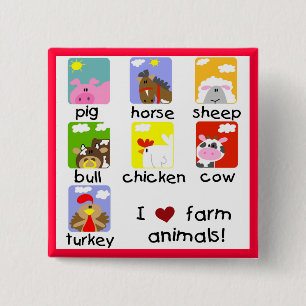 Farm Animals Tshirts and Gifts 15 Cm Square Badge