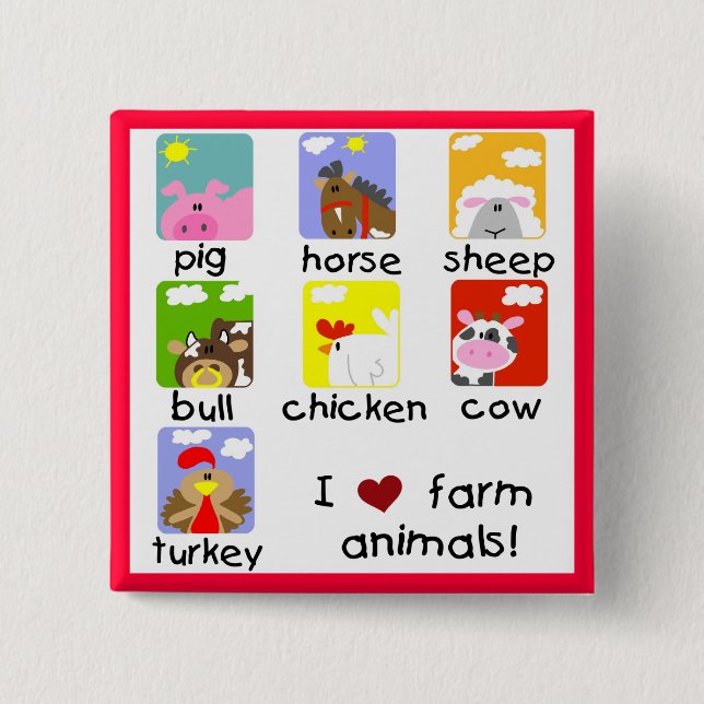 Farm Animals Tshirts and Gifts 15 Cm Square Badge (Front)