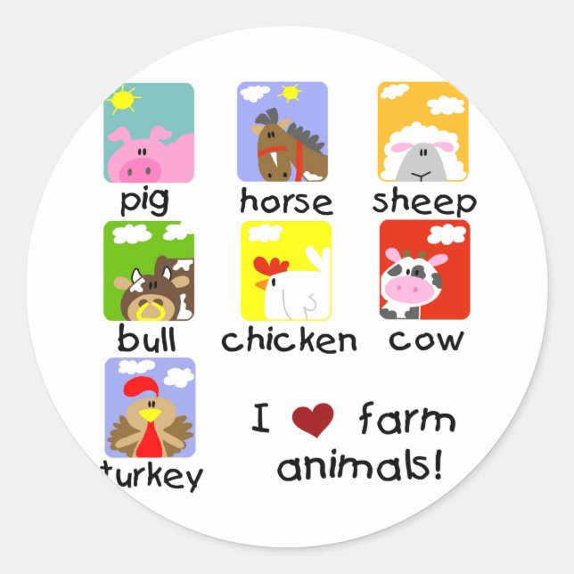 Farm Animals Tshirts and Gifts Classic Round Sticker (Front)