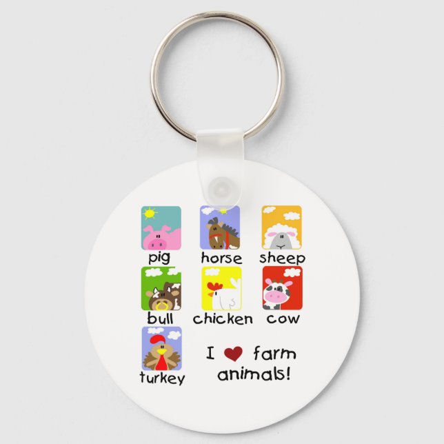 Farm Animals Tshirts and Gifts Key Ring (Front)